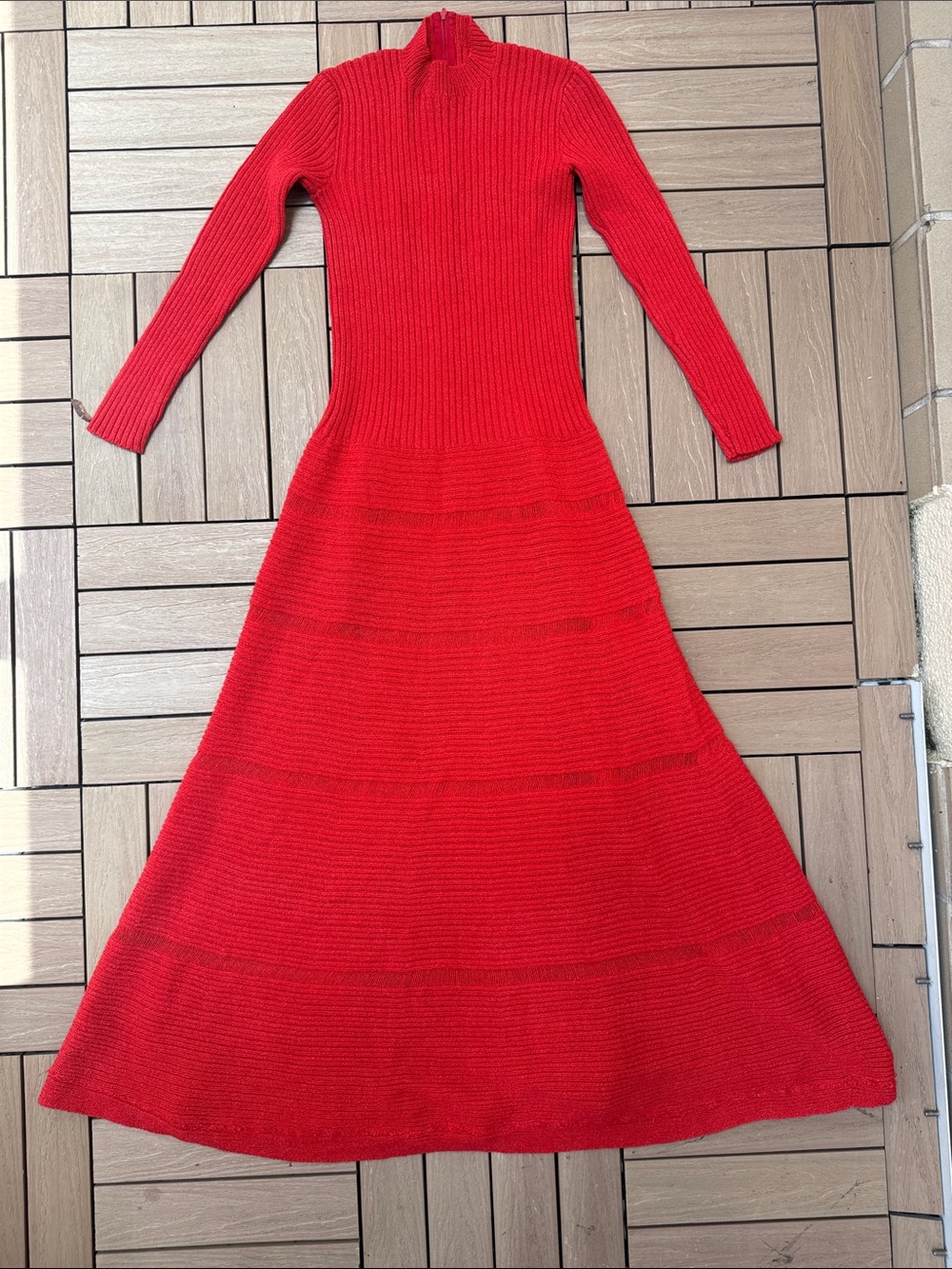 Red Maxi Knit Dress - Women's Long Sleeve